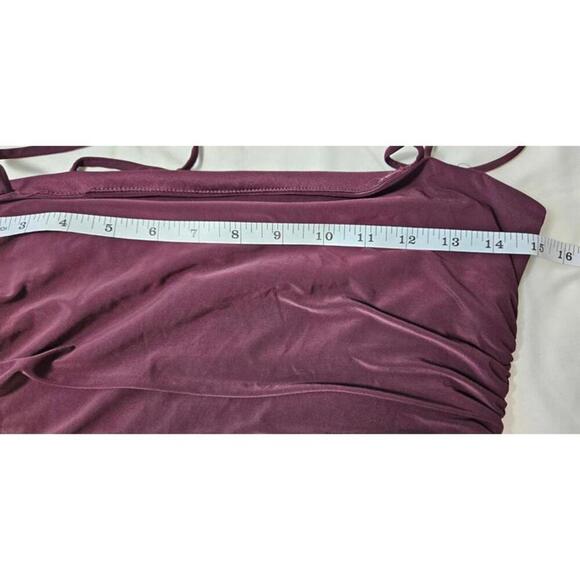 Windsor Women's Elegant Burgundy Ruched Formal Maxi Dress With Slit - Picture 5 of 7